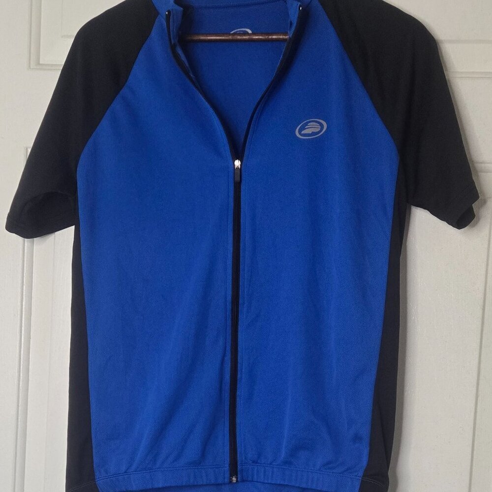 Performance Elite Men's Cycling Jersey Blue/Black Full Zip Road Bike Shirt - Picture 7 of 8